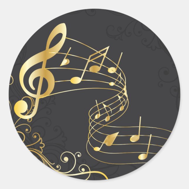 Sticker Rond Elegant Musical Note Design de luxe (Devant)