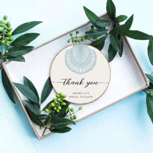 Sticker Rond Élégant Nacre Bleu Aquarelle Mariée Shover