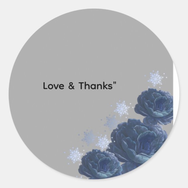 Sticker Rond Elegant Navy Blue Gold Winter Wedding Favor Sticke (Devant)