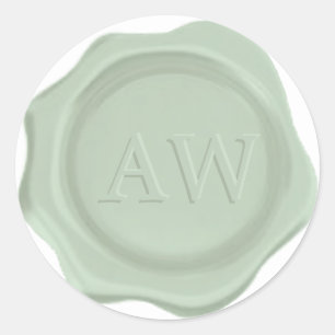 Sticker Rond Elégant Neo Mint Green Monogram Mariage Sceau de c