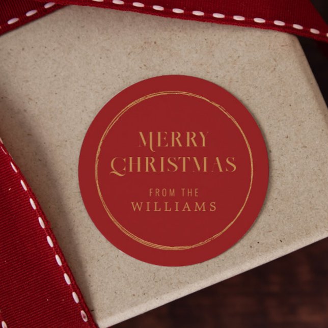 Sticker Rond Élégant Noël rouge et or (Créateur téléchargé)