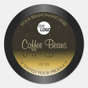 Sticker Rond Élégant Noir Brown Beige Ombre Produit Logo Étique