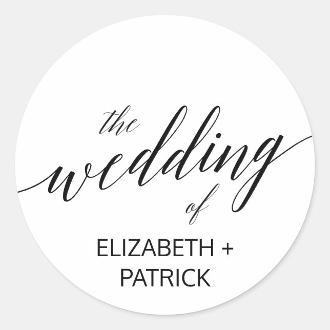 Sticker Rond Elégant noir Calligraphie Mariage Enveloppe sceaux (Devant)