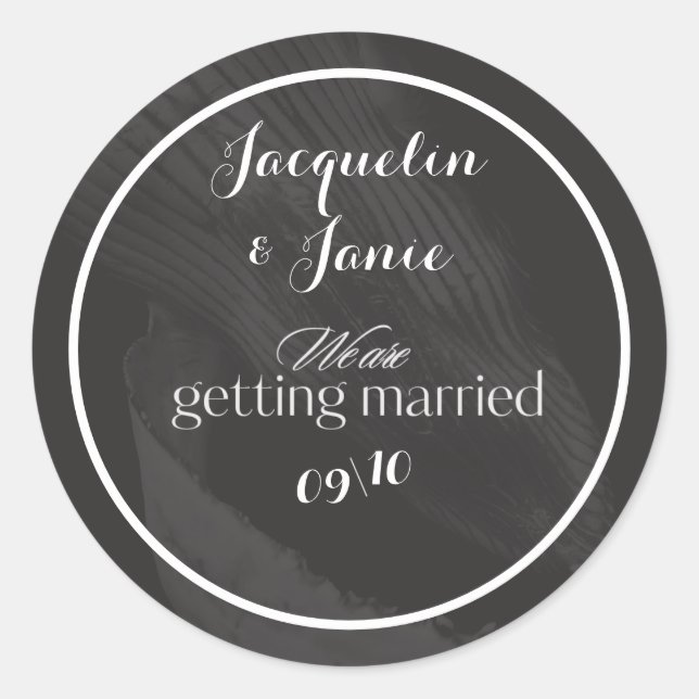 Sticker Rond Élégant noir et blanc (Devant)