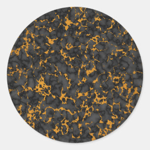 Sticker Rond Elégant Noir et Or Onyx Marbre Texture Design