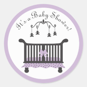 Sticker Rond Élégant Noir et Violet bébé Fille Lit