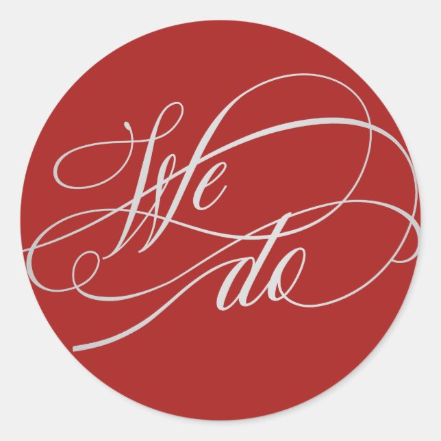 Sticker Rond Élégant Nous faisons Red Mariage Script (Devant)