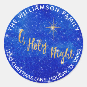 Sticker Rond Élégant O Holy Night Stars Snow Return Adresse