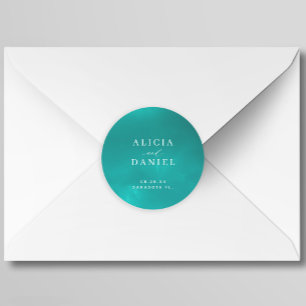 Sticker Rond Elégant océan bleu destination été mariage