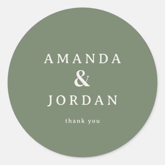 Sticker Rond Elegant Olive Thank You Card (Devant)