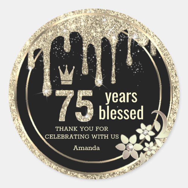 Sticker Rond Elégant Or Glamor Drives Merci (Devant)