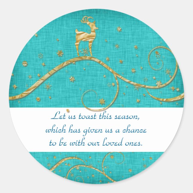 Sticker Rond Elégant or Noël rennes voeux voeux (Devant)