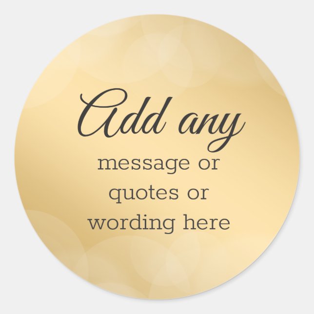 Sticker Rond Élégant Or sur fond Bokeh sur mesure (Devant)