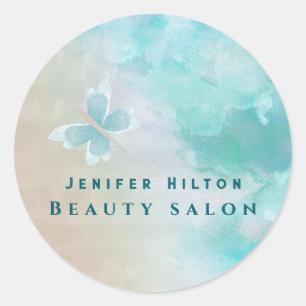 Sticker Rond Élégant papillon d'aquarelle douce de boho