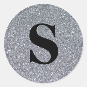 Sticker Rond Elégant Parties scintillant Monogramme or Envelopp