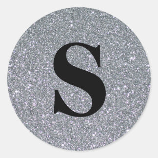 Sticker Rond Elégant Parties scintillant Monogramme or Envelopp
