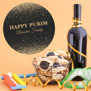 Sticker Rond Elégant Parties scintillant or Personnaliser Hébre