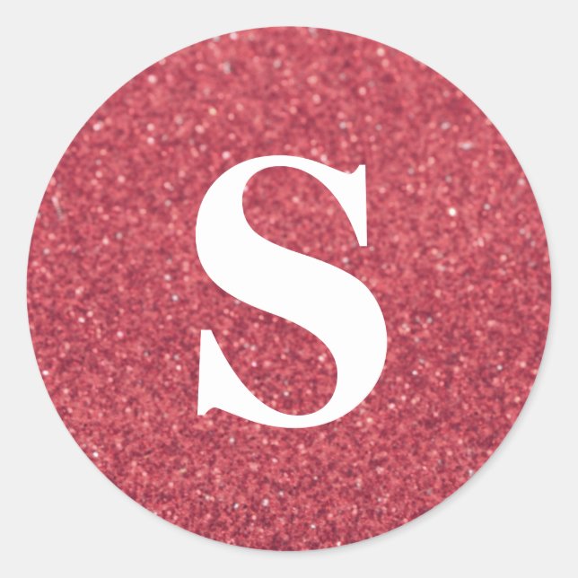 Sticker Rond Elégant Parties scintillant Rouge Monogramme Envel (Devant)