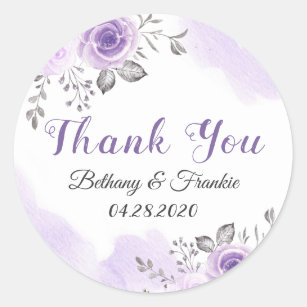Sticker Rond Élégant Pastel Purple Fleurs de Fleurs de Fleur Me