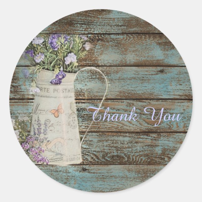 Sticker Rond élégant pays lavande vintage merci (Devant)