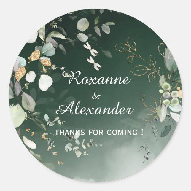 Sticker Rond Élégant paysage botanique d'Eucalyptus (Devant)