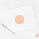 Sticker Rond Élégant Peach Monogramme Mariage moderne<br><div class="desc">stickers de mariage moderne avec un design propre avec votre monogramme dans une police serif.</div>