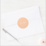 Sticker Rond Élégant Peach Monogramme Mariage moderne<br><div class="desc">stickers de mariage moderne avec un design propre avec votre monogramme dans une police serif.</div>