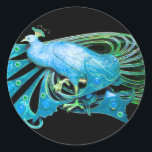 STICKER ROND ELÉGANT PEACOCK EN AQUA TURQUOISE BLEU, NOIR<br><div class="desc">Design de bijoux Art Nouveau vintage.Développement graphique numérique moderne et Cool par Bulgan Lumini (c) .Facile à customiser avec votre propre texte comme une cérémonie mariage faire-part, cartes de place, sauver la date, merci, douches nuptiales, douches douces 16 anniversaires, douches fiançailles, ou à peu près tout événement que vous souhaitez!...</div>