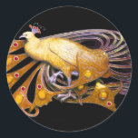 STICKER ROND ELÉGANT PEACOCK EN JAUNE, NOIR<br><div class="desc">Design de bijoux Art Nouveau vintage.Développement graphique numérique moderne et Cool par Bulgan Lumini (c) .Facile à customiser avec votre propre texte comme une cérémonie mariage faire-part, cartes de place, sauver la date, merci, douches nuptiales, douches douces 16 anniversaires, douches fiançailles, ou à peu près tout événement que vous souhaitez!...</div>