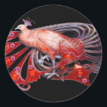 STICKER ROND ELÉGANT PEACOCK EN ROUGE, NOIR<br><div class="desc">Design de bijoux Art Nouveau vintage.Développement graphique numérique moderne et Cool par Bulgan Lumini (c) .Facile à customiser avec votre propre texte comme une cérémonie mariage faire-part, cartes de place, sauver la date, merci, douches nuptiales, douches douces 16 anniversaires, douches fiançailles, ou à peu près tout événement que vous souhaitez!...</div>