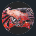 STICKER ROND ELÉGANT PEACOCK EN ROUGE, NOIR<br><div class="desc">Design de bijoux Art Nouveau vintage.Développement graphique numérique moderne et Cool par Bulgan Lumini (c) .Facile à customiser avec votre propre texte comme une cérémonie mariage faire-part, cartes de place, sauver la date, merci, douches nuptiales, douches douces 16 anniversaires, douches fiançailles, ou à peu près tout événement que vous souhaitez!...</div>