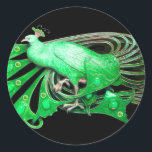 STICKER ROND ÉLÉGANT PEACOCK EN VERT, NOIR<br><div class="desc">Design de bijoux Art Nouveau vintage.Développement graphique numérique moderne et Cool par Bulgan Lumini (c) .Facile à customiser avec votre propre texte comme une cérémonie mariage faire-part, cartes de place, sauver la date, merci, douches nuptiales, douches douces 16 anniversaires, douches fiançailles, ou à peu près tout événement que vous souhaitez!...</div>