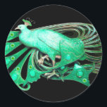 STICKER ROND ÉLÉGANT PEACOCK EN VERT, NOIR<br><div class="desc">Design de bijoux Art Nouveau vintage.Développement graphique numérique moderne et Cool par Bulgan Lumini (c) .Facile à customiser avec votre propre texte comme une cérémonie mariage faire-part, cartes de place, sauver la date, merci, douches nuptiales, douches douces 16 anniversaires, douches fiançailles, ou à peu près tout événement que vous souhaitez!...</div>