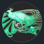 STICKER ROND ÉLÉGANT PEACOCK EN VERT, NOIR<br><div class="desc">Design de bijoux Art Nouveau vintage.Développement graphique numérique moderne et Cool par Bulgan Lumini (c) .Facile à customiser avec votre propre texte comme une cérémonie mariage faire-part, cartes de place, sauver la date, merci, douches nuptiales, douches douces 16 anniversaires, douches fiançailles, ou à peu près tout événement que vous souhaitez!...</div>