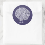 Sticker Rond Élégant Peacock Vintage Midnight Blue Mariage<br><div class="desc">Élégant Sticker Vintage Peacock Midnight Blue Mariage Classic Round</div>