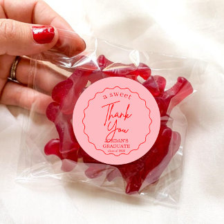 Sticker Rond Elegant Pink and Gold Graduation Thank You Favor