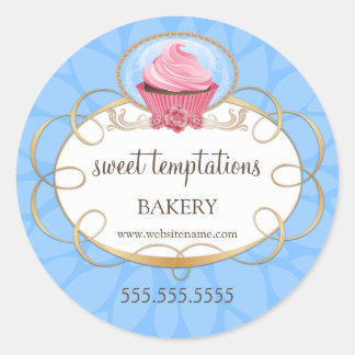 Sticker Rond Élégant Pink Cupcake Boulangerie emballage