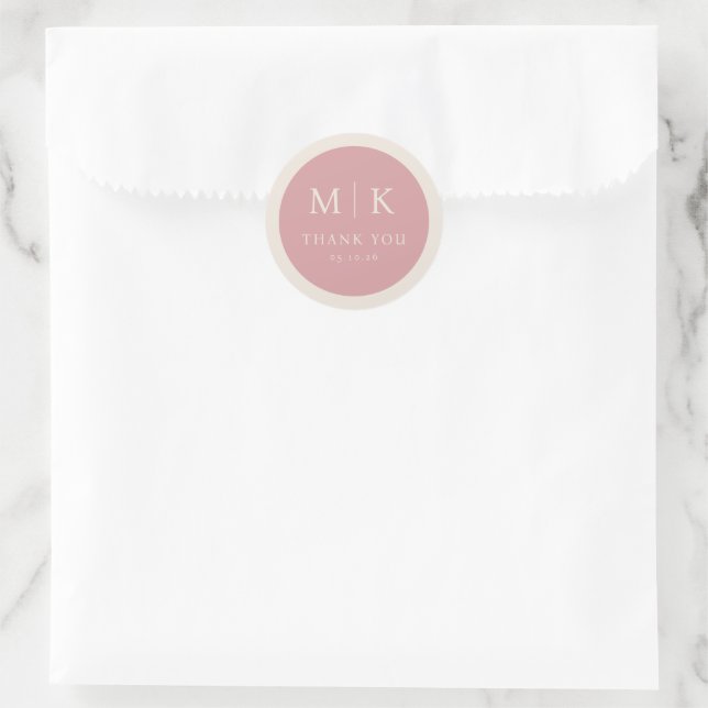 Sticker Rond Elegant Pink Minimalist Thank You (Sac)