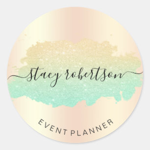 Sticker Rond Élégant planificateur de parties scintillant or et
