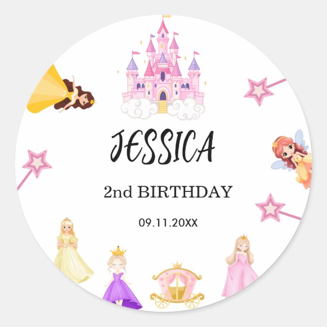Sticker Rond Elegant Princess Birthday Celebration (Devant)
