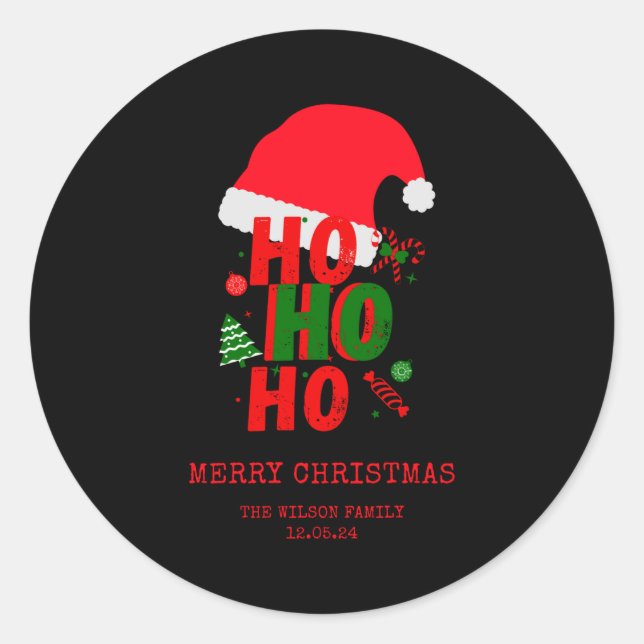 Sticker Rond Elegant Red Green White Merry Christmas T Shirt  (Devant)