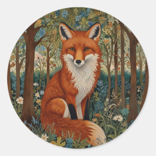 Sticker Rond Elégant retro boho rouge renard animal de forêt