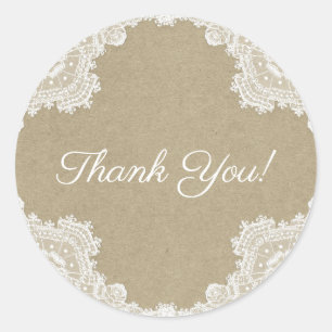 Sticker Rond Élégant roman rustique Dentelle blanche et Mariage