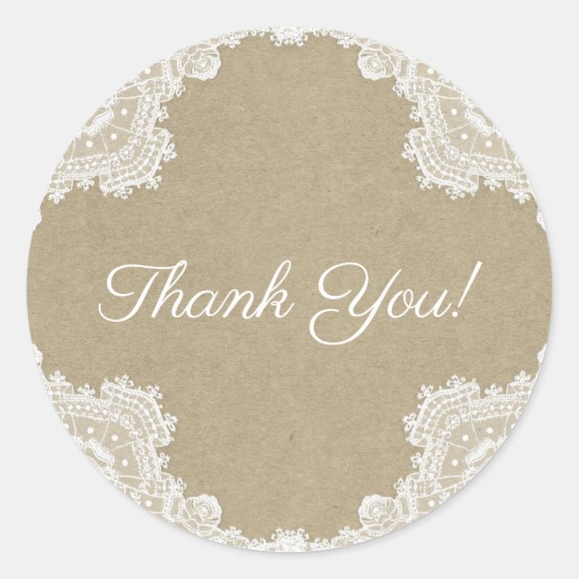Sticker Rond Élégant roman rustique Dentelle blanche et Mariage (Devant)