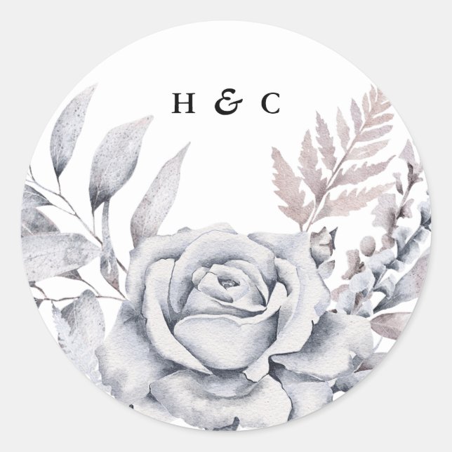Sticker Rond Elégant romantique Aquarelle Mariage floral (Devant)
