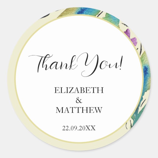 Sticker Rond Élégant romantique violet Fleur sauvage aquarelle  (Devant)