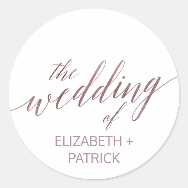 Sticker Rond Elégant Rose de la calligraphie or Enveloppe Phoqu (Devant)