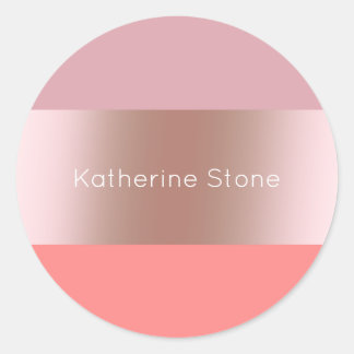 Sticker Rond Elégant rose de poussette moderne doré rose corail