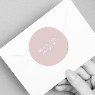 Sticker Rond Élégant rose doux enregistrer la date