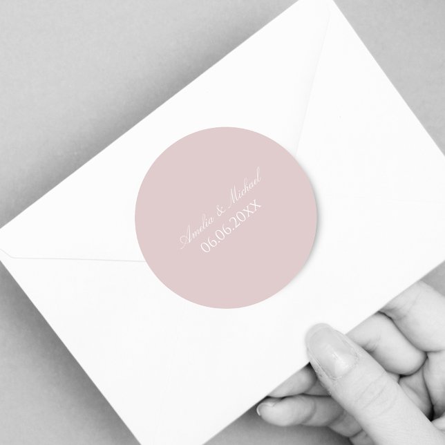 Sticker Rond Élégant rose doux enregistrer la date (Créateur téléchargé)